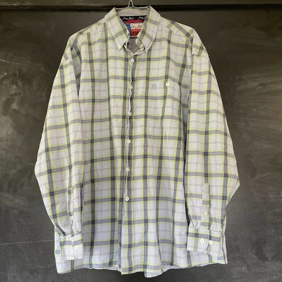 Wrangler George Strait Cowboy Cut Blue Green Plaid Mens Button Down Shirt XXL - Picture 1 of 10